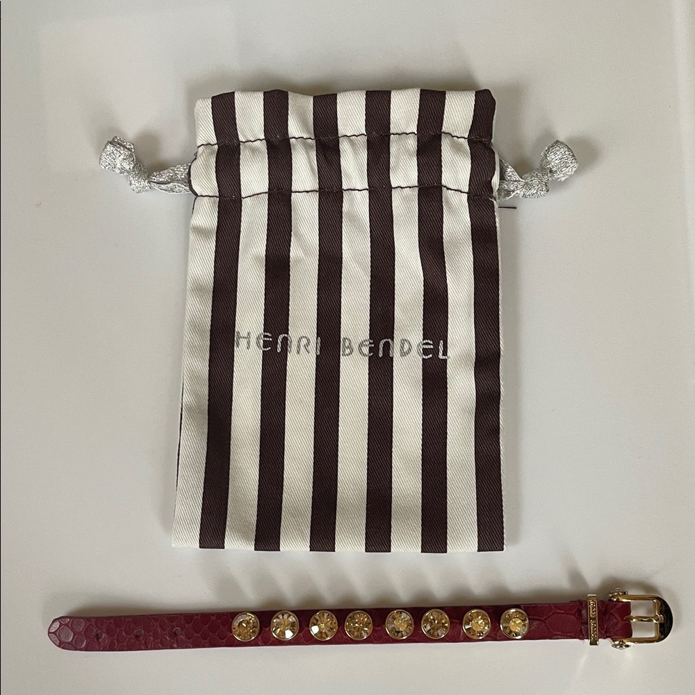 Henri Bendel Burgundy Bracelet with Gold Details